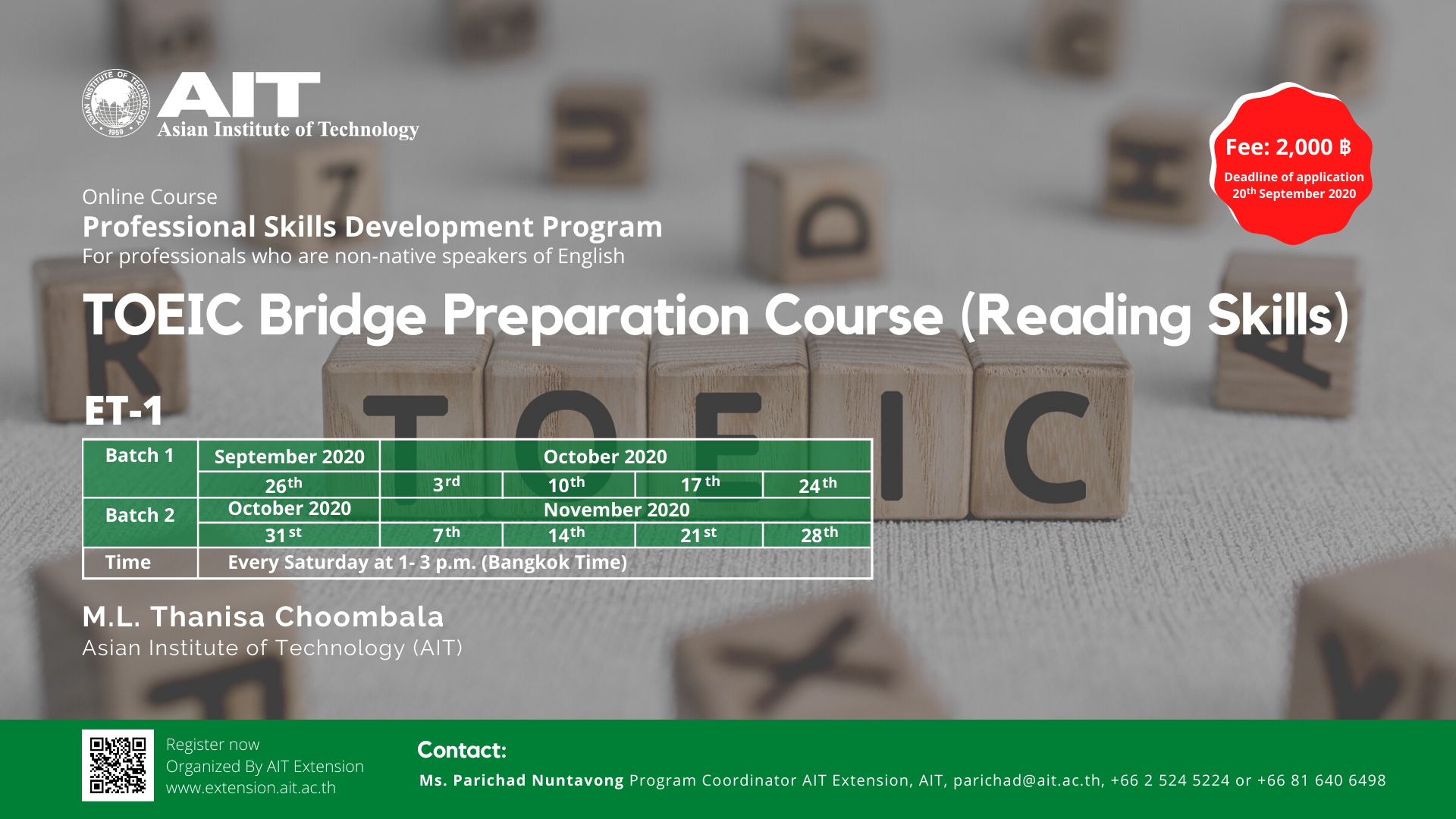 Online training course on “TOEIC Bridge Preparation Course (Reading Skills)”